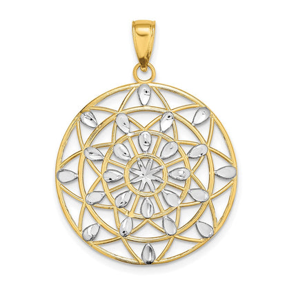 14 Karat Gelbgold & Rhodium mit Weißrhodium, ausgeschnittener Charm mit Diamantschliff