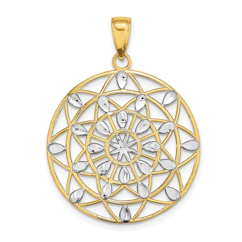 14 Karat Gelbgold & Rhodium mit Weißrhodium, ausgeschnittener Charm mit Diamantschliff