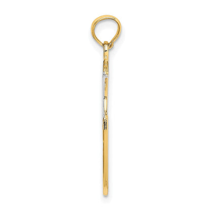 14 Karat Gelb- und Rhodiumgold mit Rhodium WISH DREAM BELIEVE Mond-und-Sterne-Charm
