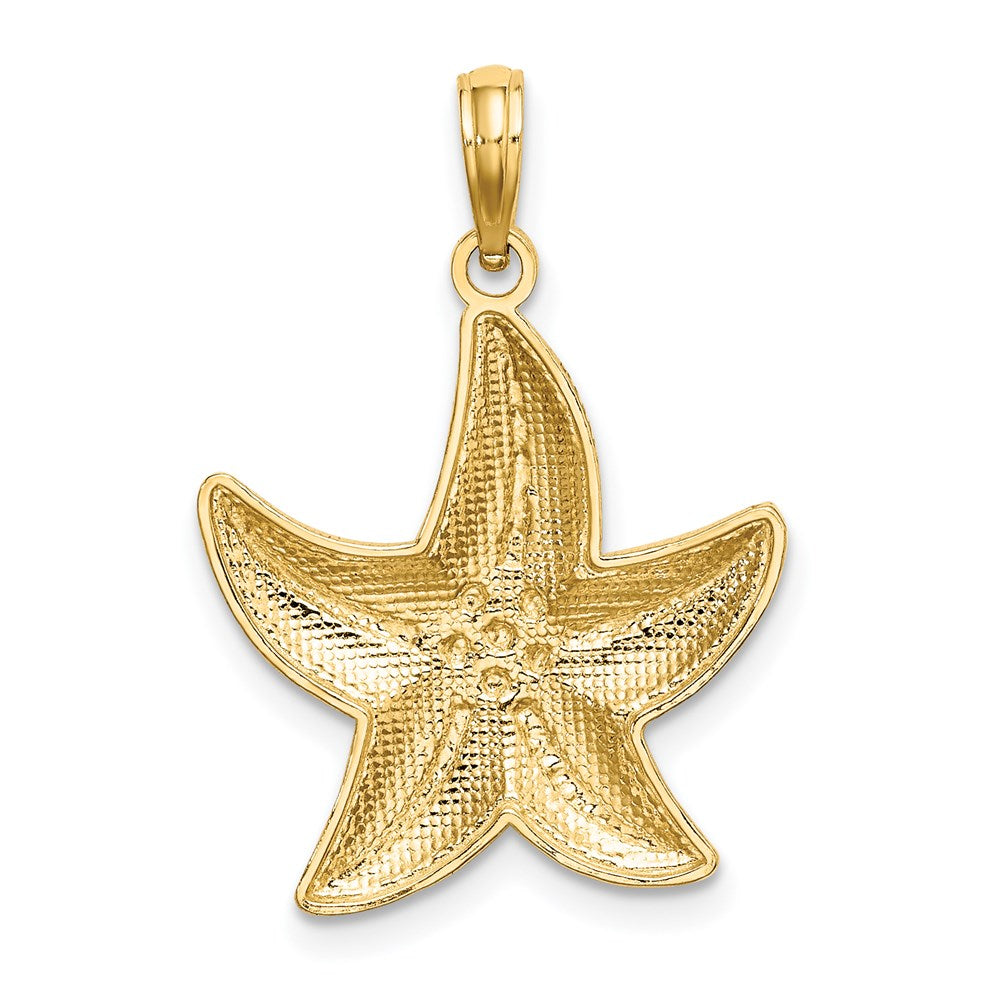 14K Gelb- und Rhodiumgold Rhodium Diamantgeschliffener Kleiner Seestern-Charm