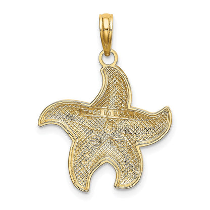 14K Gelbgold & Rhodium Diamantgeschliffener Polierter Seestern-Charm