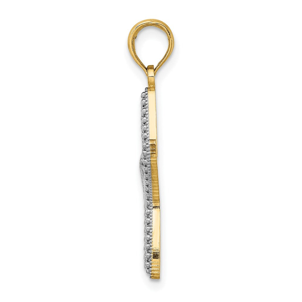 14K Gelbgold und Rhodium mit Weißrhodium kleiner Seestern-Charm