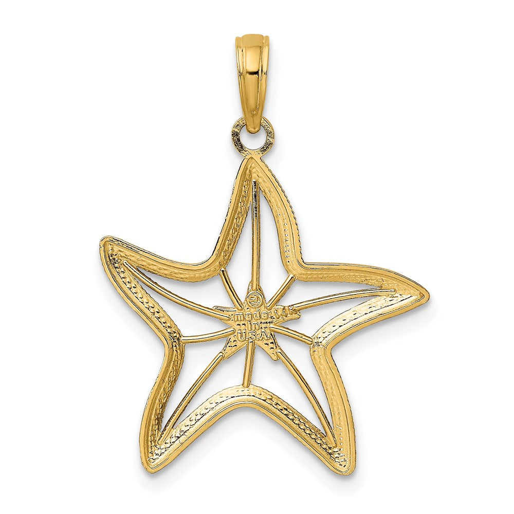 14K Gelbgold und Rhodium mit Weißrhodium kleiner Seestern-Charm