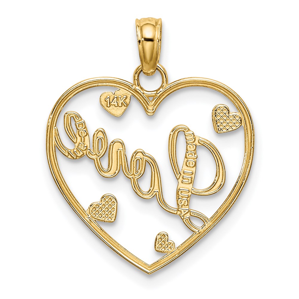 14K Gelb & Rhodium mit Rhodium Liebe mit Herzen Anhänger