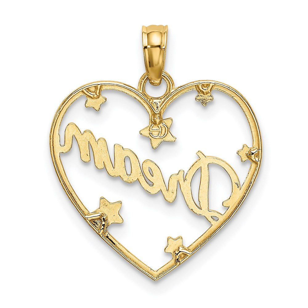 14K Gelb & Rhodium mit Rhodium Diamantiert Traum Herz mit Sterne Charm