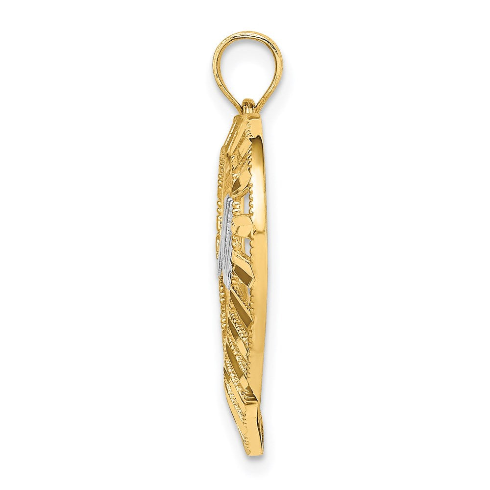 14K Gelbgold & Rhodium mit Rhodium-MADRE in Herz-Charm