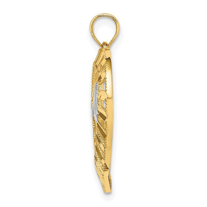 14K Gelbgold & Rhodium mit Rhodium-MADRE in Herz-Charm