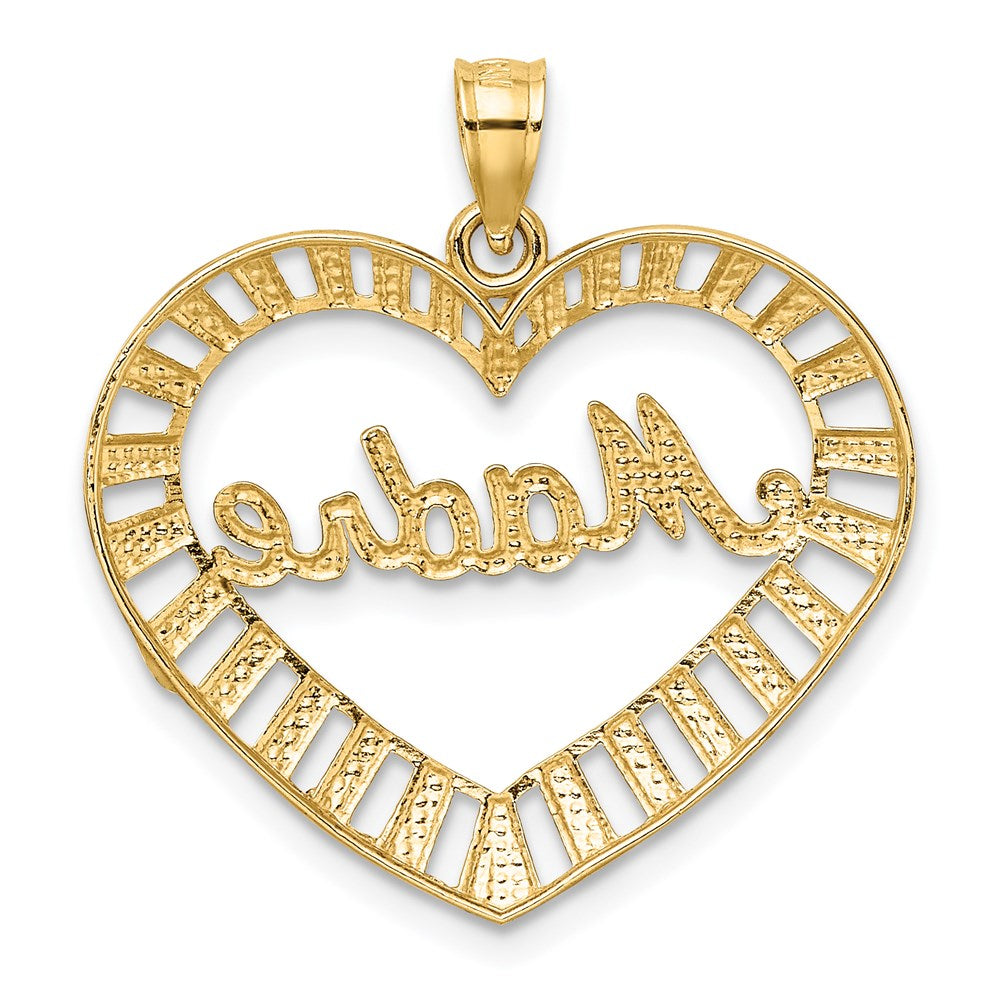 14K Gelbgold & Rhodium mit Rhodium-MADRE in Herz-Charm