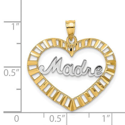 14K Gelbgold & Rhodium mit Rhodium-MADRE in Herz-Charm