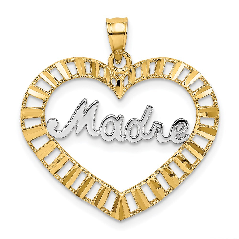 14K Gelbgold & Rhodium mit Rhodium-MADRE in Herz-Charm