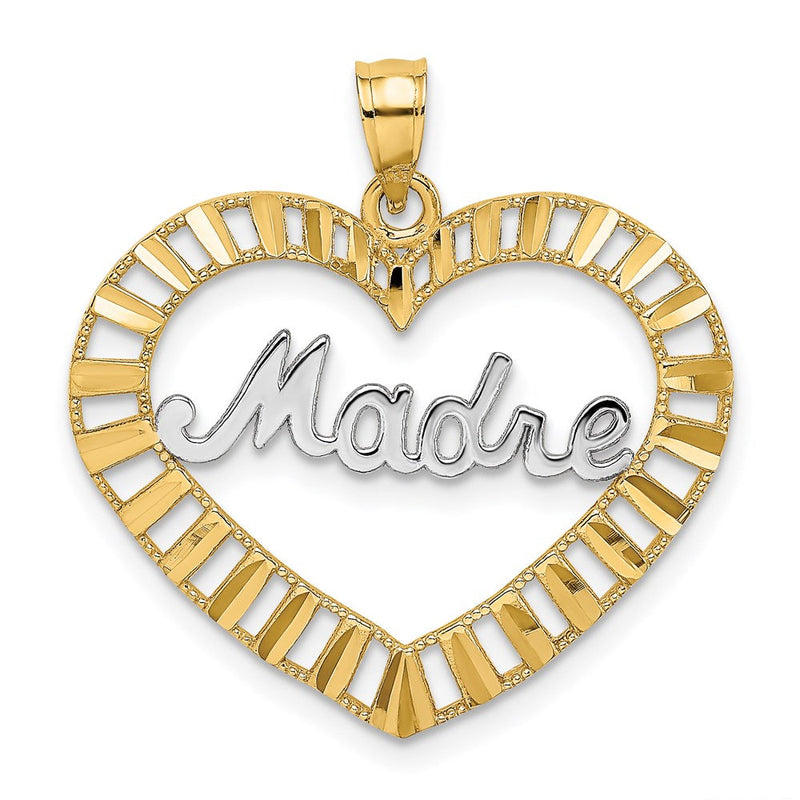 14K Gelbgold & Rhodium mit Rhodium-MADRE in Herz-Charm