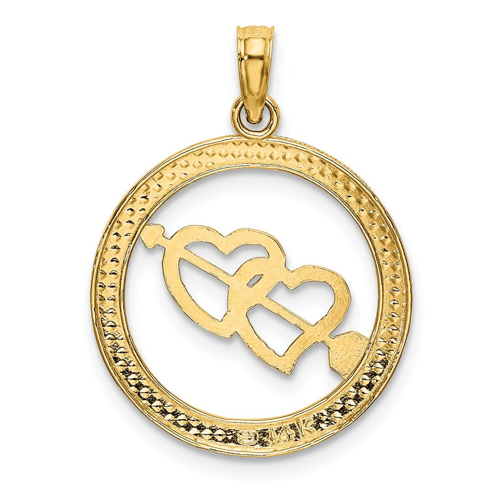 14K Gelb & Rhodium Diamantiert mit Rhodium Herz und Pfeil Charm