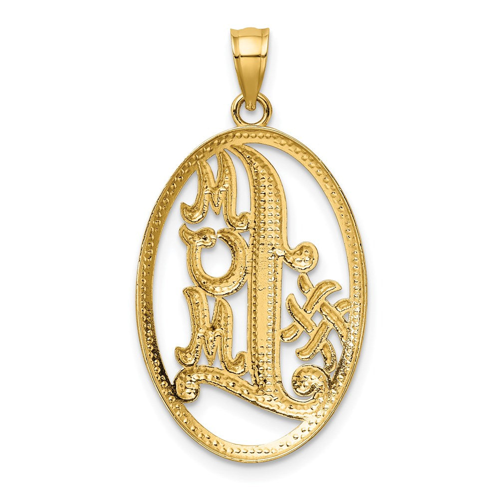 14 Karat Gelb- und Rhodiumgold mit Rhodium ovaler „#1 MOM"-Charm