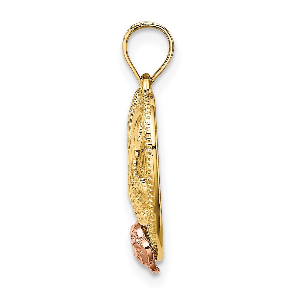 14K Zweifarbiges Gold, Gelb- und Roségold mit Weißrhodium – Herz-Charm "#1 MOM