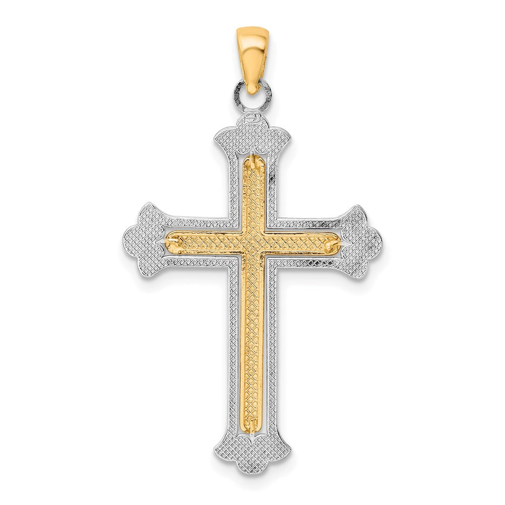 14K Bicolor Gold Polierter Kreuz-Charm