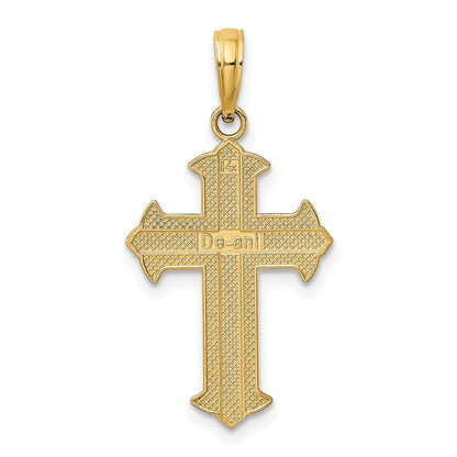 14K Gelb & Rhodium mit Diamantiert Kreuz Charm