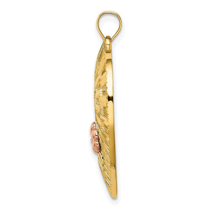 14k Bicolor-Gold mit Weißrhodium diamantbeschichtet MOM Herz-Charm