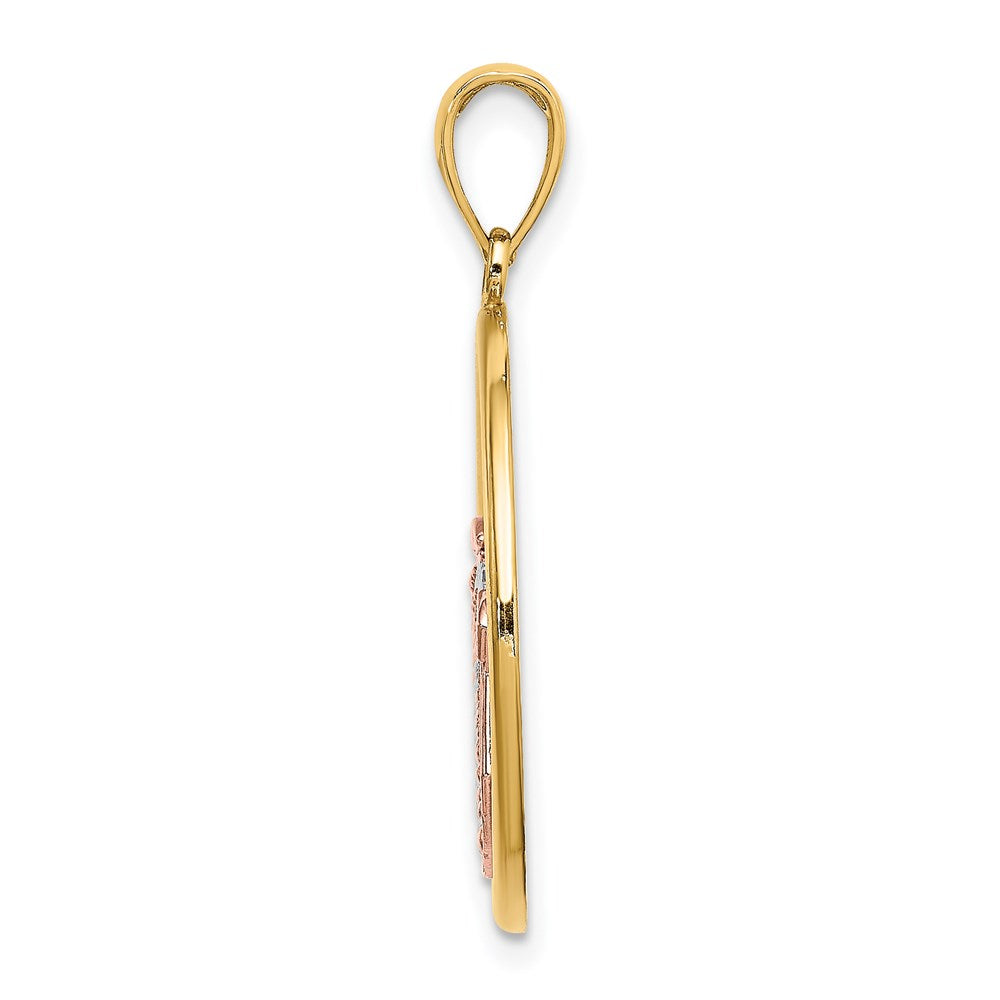 14K Bicolor-Gold mit Weiß-Rhodium Muschelschale im Kreis Charm