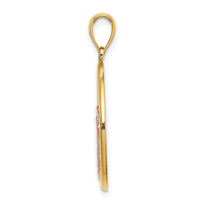 14K Bicolor-Gold mit Weiß-Rhodium Muschelschale im Kreis Charm