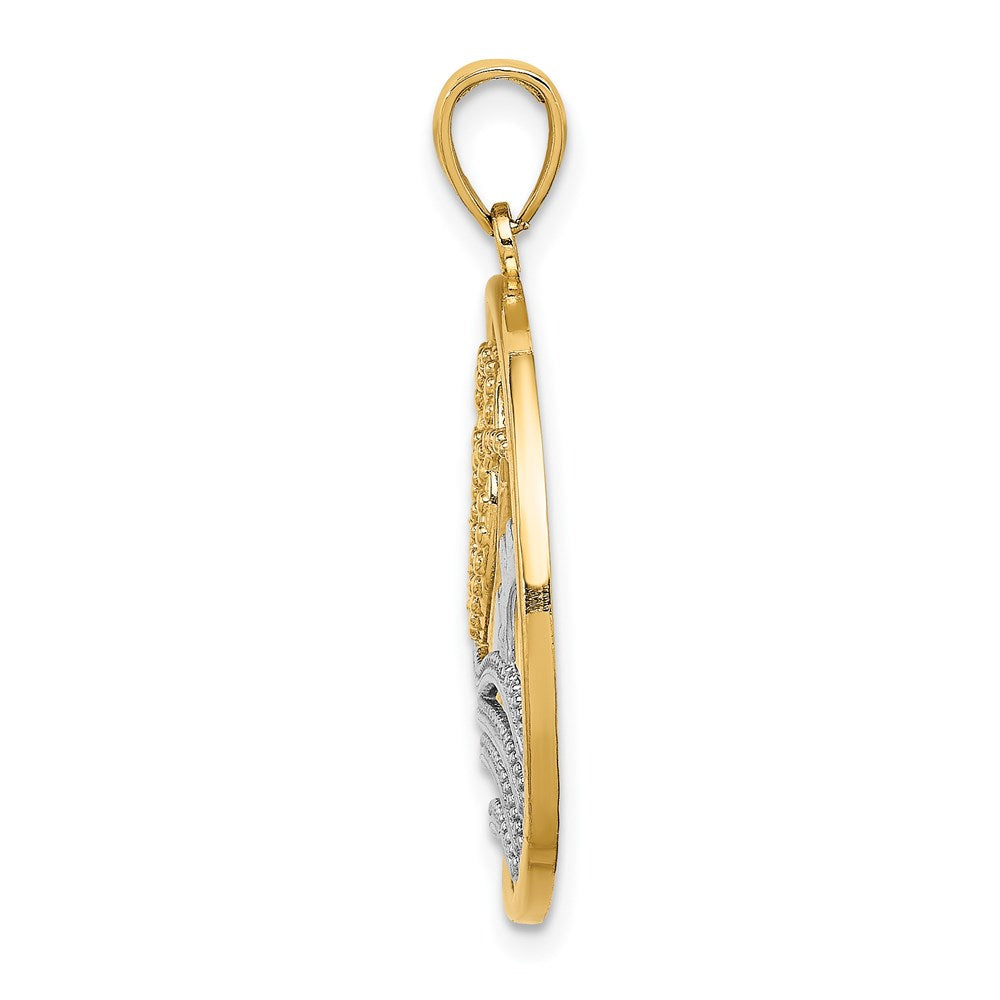 14K Gelb- & Rhodiumgold Charm mit Rhodium-Sonne-Herzen-Wasserkreis