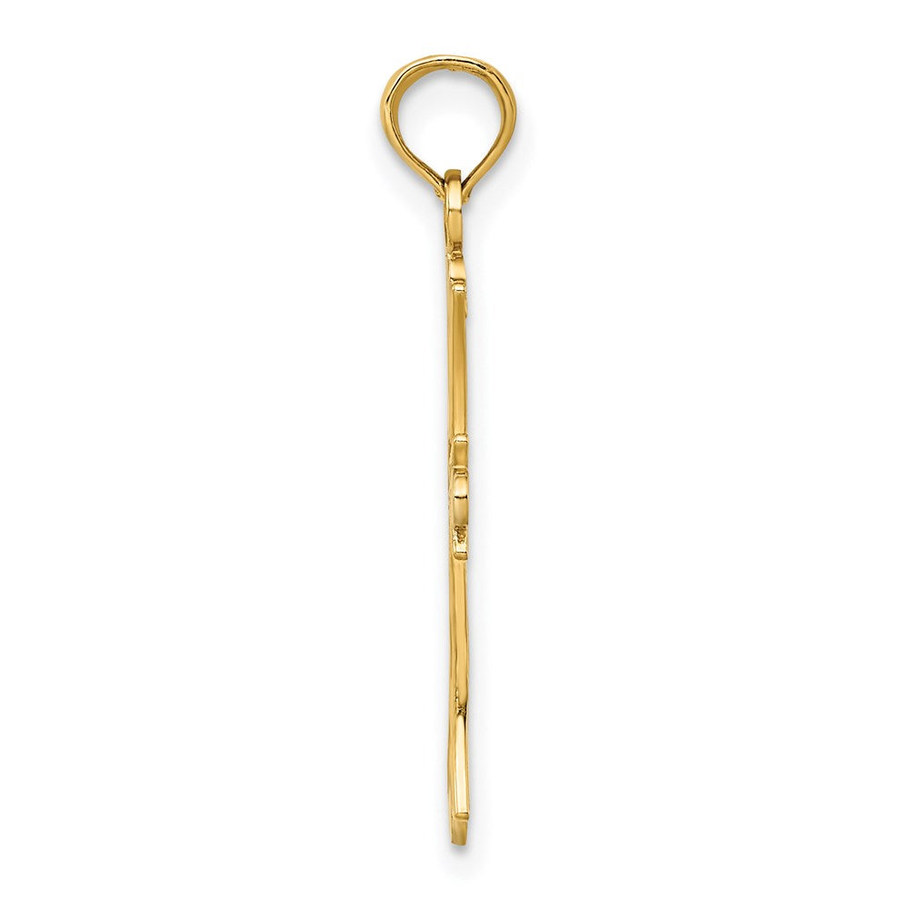 14K Gelb & Rhodium mit Strukturiert Kreuz Charm