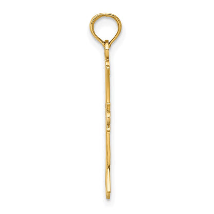 14K Gelb & Rhodium mit Strukturiert Kreuz Charm