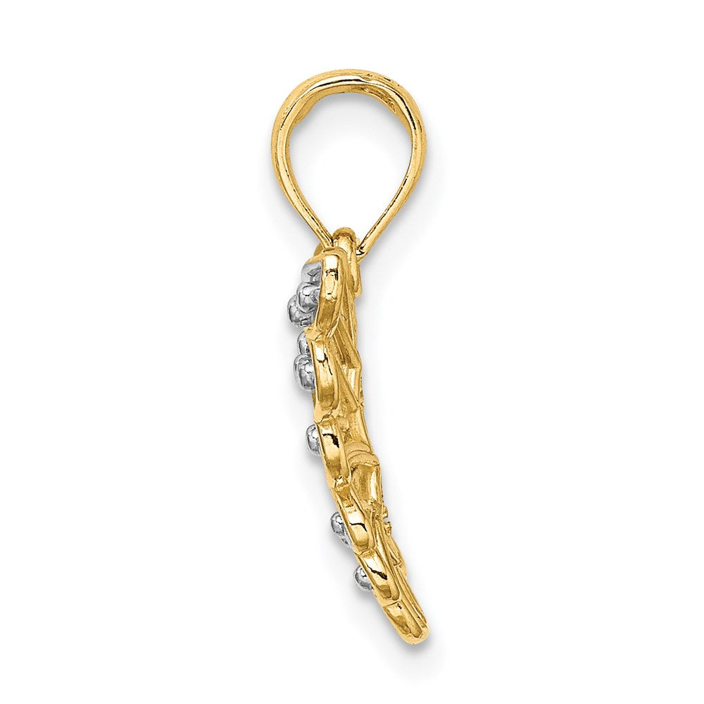 14K Gelb & Rhodium und Diamantiert Schmetterling Charm