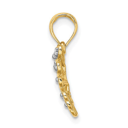 14K Gelb & Rhodium und Diamantiert Schmetterling Charm