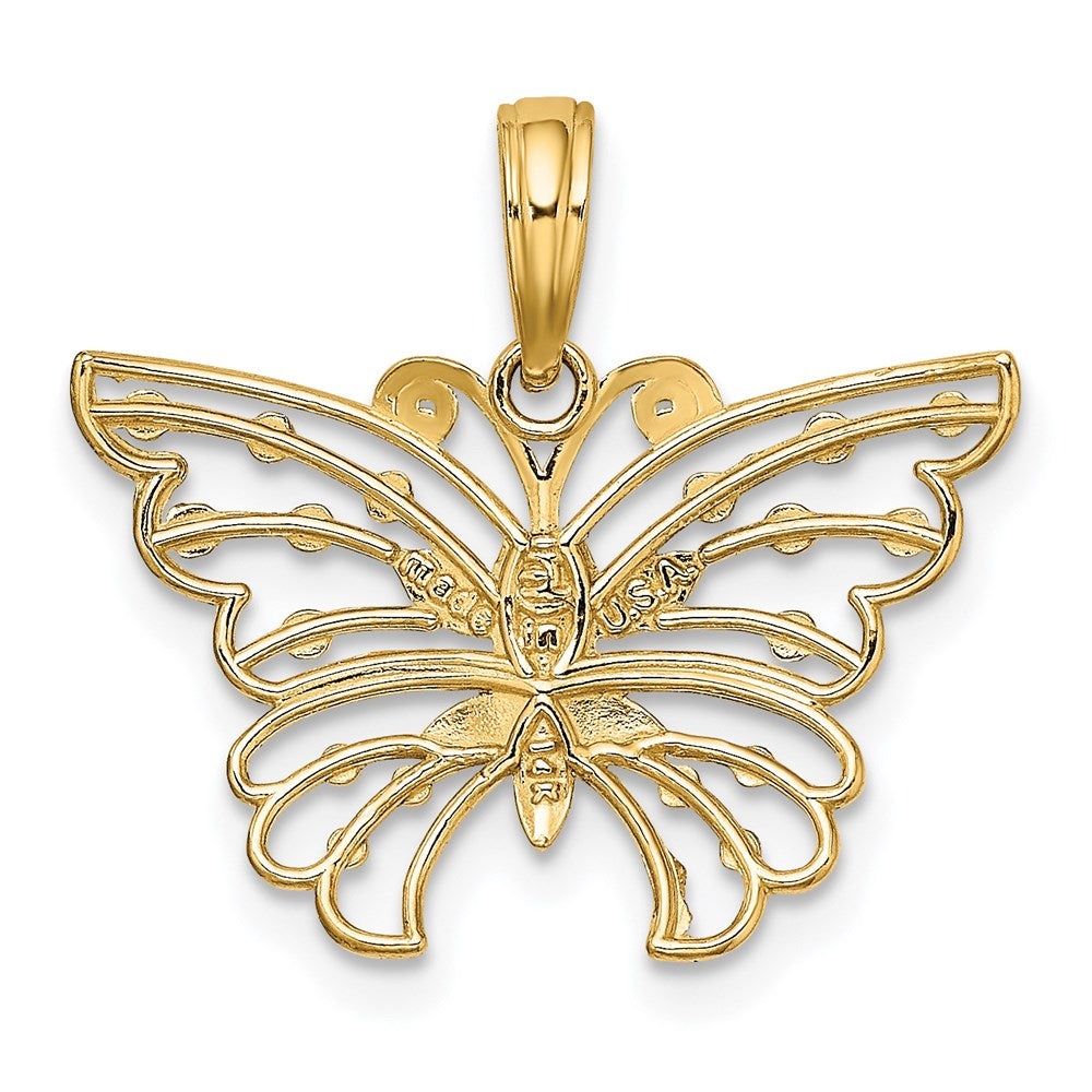 14K Gelb & Rhodium und Diamantiert Schmetterling Charm
