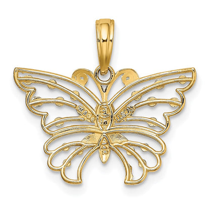 14K Gelb & Rhodium und Diamantiert Schmetterling Charm