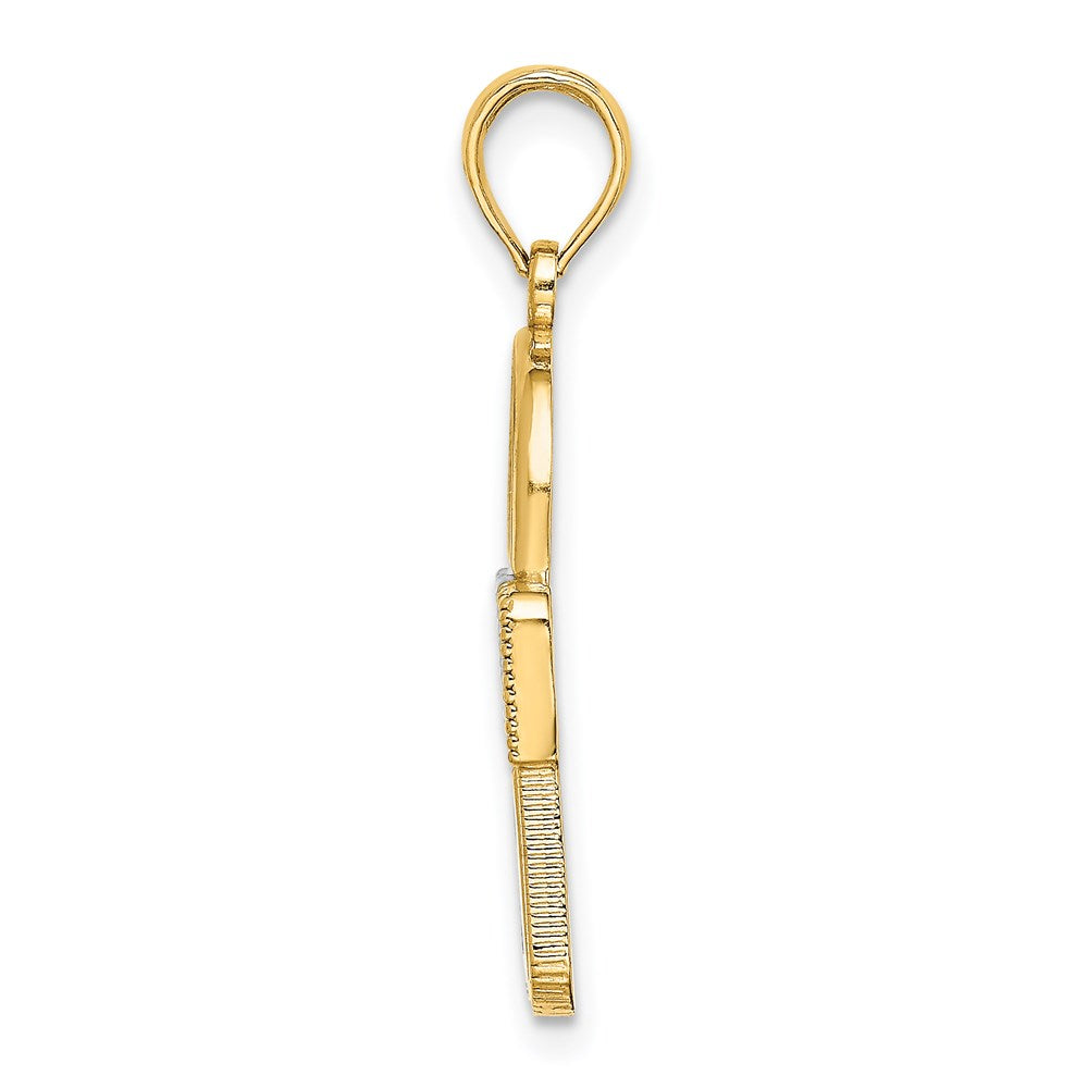 14K Gelb- und Rhodiumgold Charm mit Rhodium-Verschluss