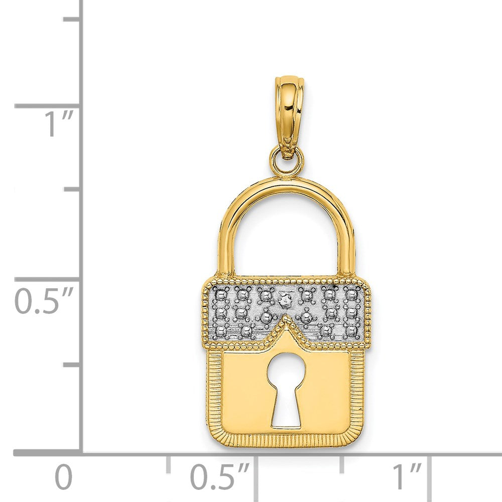 14K Gelb- und Rhodiumgold Charm mit Rhodium-Verschluss