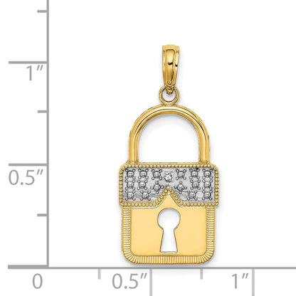 14K Gelb- und Rhodiumgold Charm mit Rhodium-Verschluss