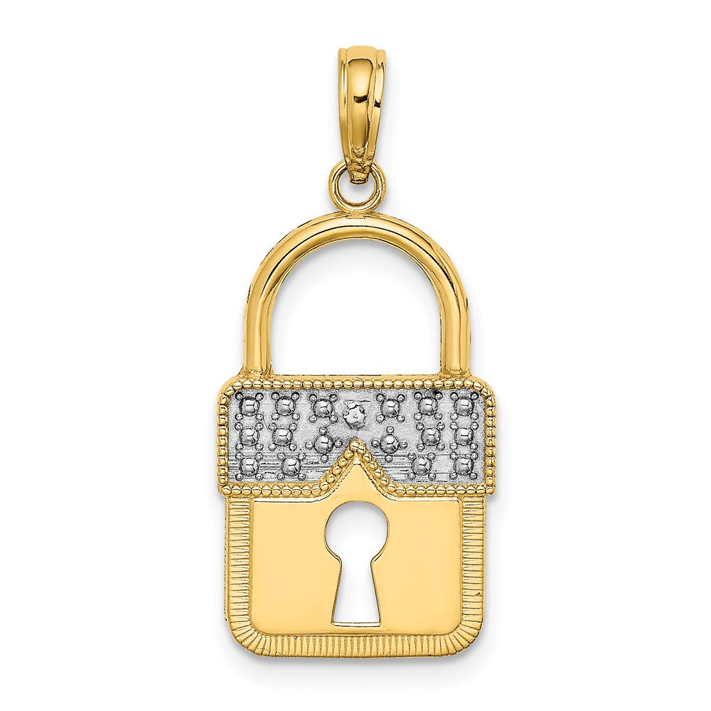 14K Gelb- und Rhodiumgold Charm mit Rhodium-Verschluss