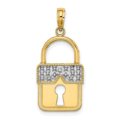 14K Gelb- und Rhodiumgold Charm mit Rhodium-Verschluss