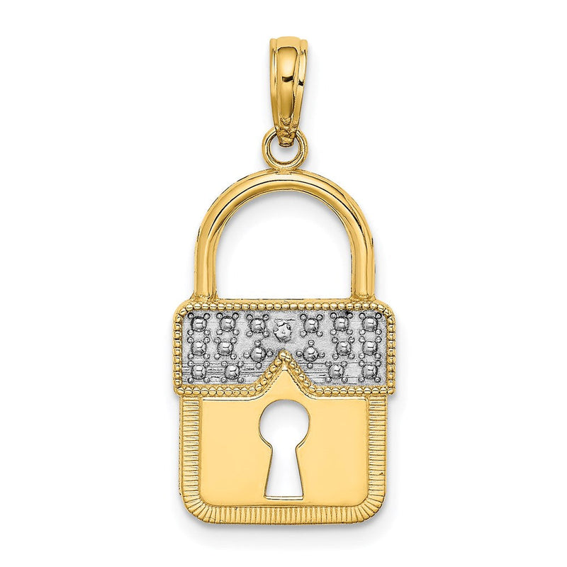 14K Gelb- und Rhodiumgold Charm mit Rhodium-Verschluss