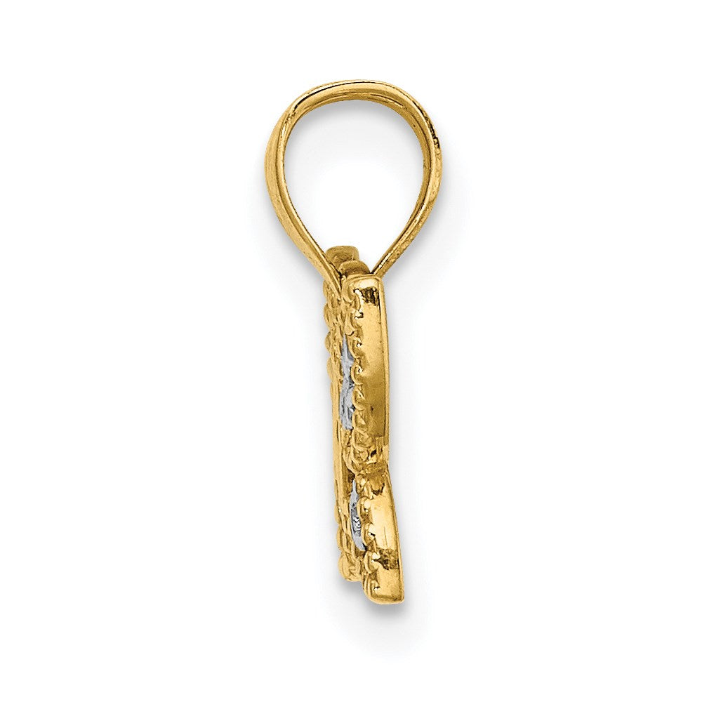 14K Gelb & Rhodium mit Diamantiert Schmetterling Charm