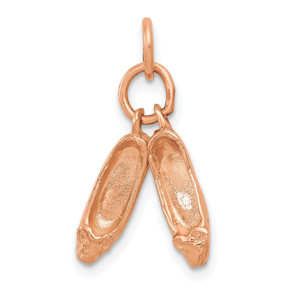 14K Roségold Poliert 3-d Beweglich Ballett Slippers Charm