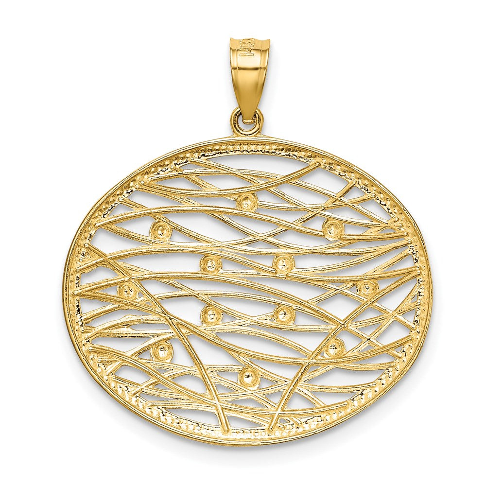 14K Gelb- und Rhodiumgold-Charm mit Rhodium, diamantiert, oval, durchbrochen