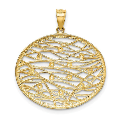 14K Gelb- und Rhodiumgold-Charm mit Rhodium, diamantiert, oval, durchbrochen