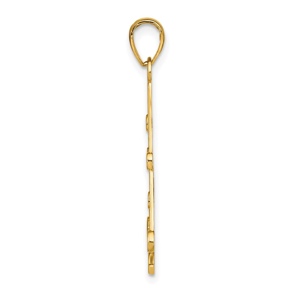 14K Gelb & Rhodium mit Rhodium Strukturiert Chandellier Charm