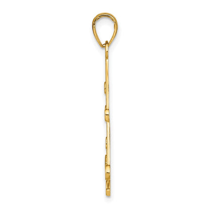 14K Gelb & Rhodium mit Rhodium Strukturiert Chandellier Charm