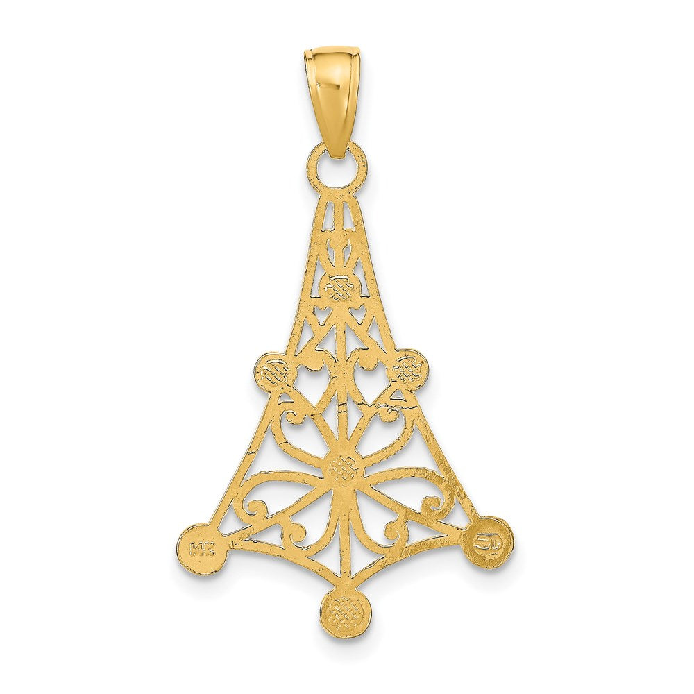 14K Gelb & Rhodium mit Rhodium Strukturiert Chandellier Charm