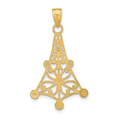 14K Gelb & Rhodium mit Rhodium Strukturiert Chandellier Charm