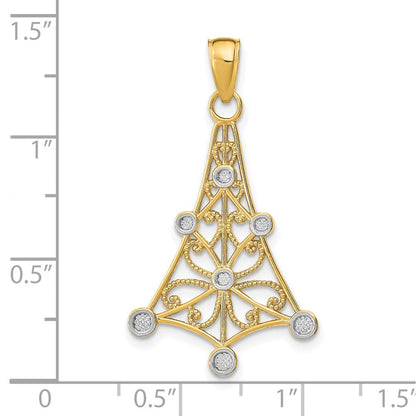 14K Gelb & Rhodium mit Rhodium Strukturiert Chandellier Charm