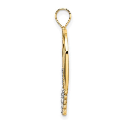 14K Gelbgold & Rhodiumgold mit Rhodium, diamantgeschliffen, poliert, 3-Herzen-Charm
