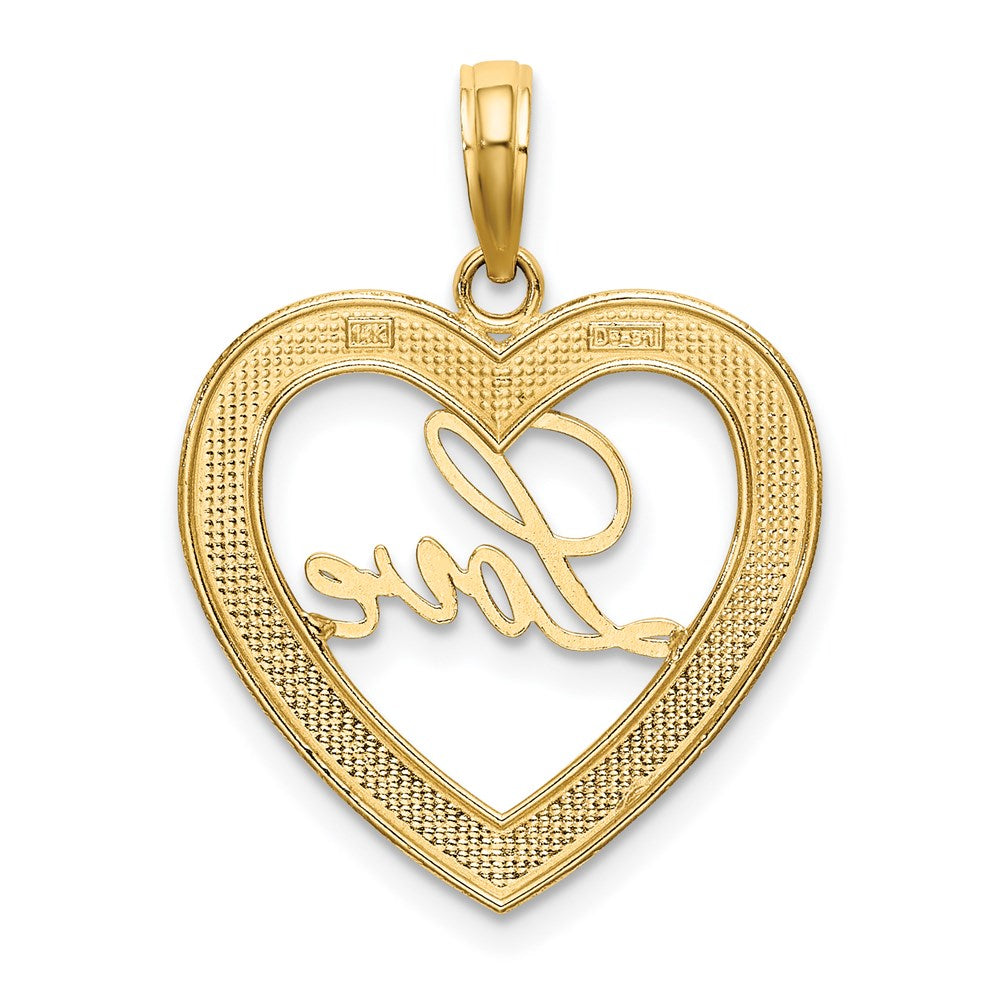 14K Gelb & Rhodium und Diamantiert Liebe Herz Anhänger