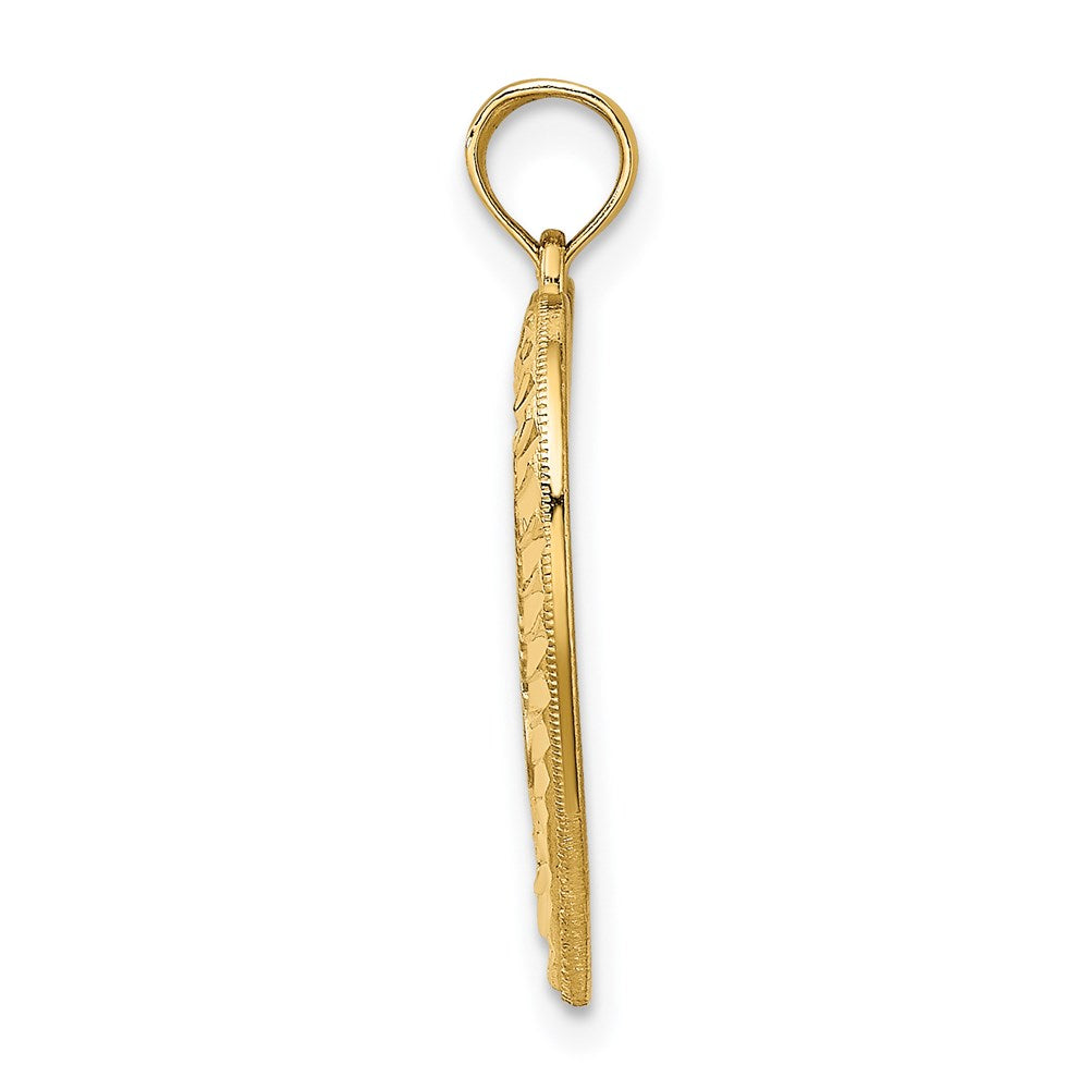 14K Gelb & Rhodium mit Weiß Diamantiert Herz Oma Charm