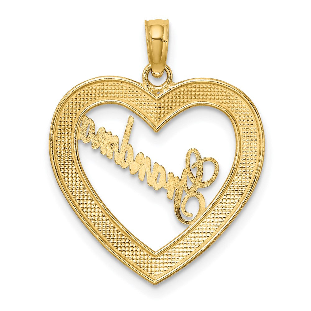 14K Gelb & Rhodium mit Weiß Diamantiert Herz Oma Charm