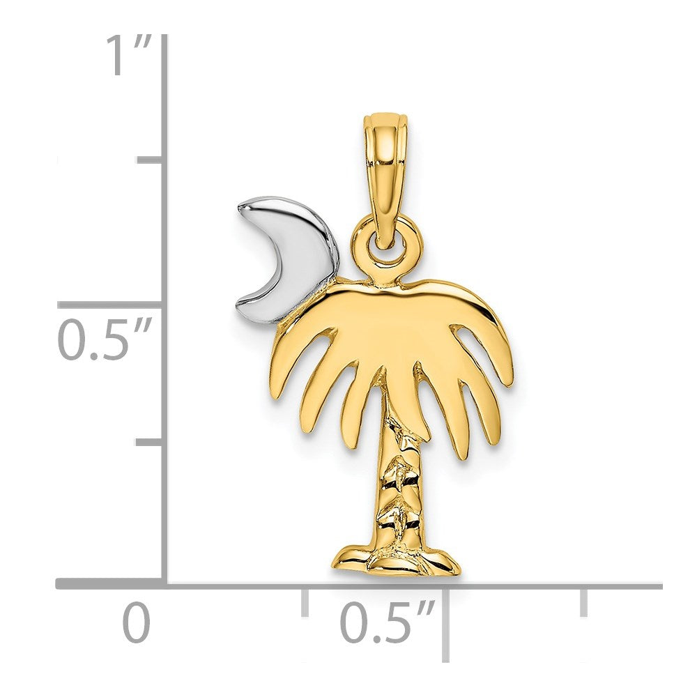 14K Gelb- und Rhodiumgold mit Rhodium-Politur Charleston-Palmenbaum-Charm